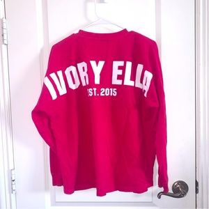 Ivory Ella Varsity Jersey Long Sleeve T Shirt Pink White Size Small